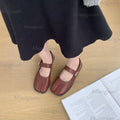 Spring Autumn Women Flat Shoes Fashion Split Toe Flat Heel Loafers Shoes Shallow Soft Leather Casual Outdoor Mary Jane Shoes