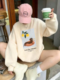 Vertical Stripe Dachshund Prints Hoodie Women Winter Jogging Sweatshirt Loose Crewneck Pullover Basics Fleece Warm Woman Clothes