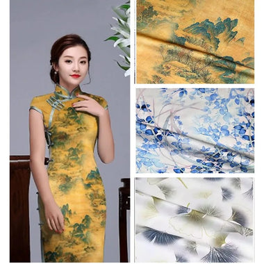 Pajamas Summer Fabric By Meter Flower Printed Soft Rayon Fabric Summer Smooth Breathable By The Meter for Clothes Pajamas Dresses Quilt Skirts DIY Sewing Cloth