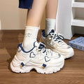 Women's Kawaii Heart Decor Chunky Platform Sneakers Colorblock Dad Shoes Breathable Mesh Lace-Up Height Increasing Shoes Size 40