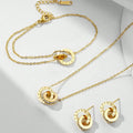 Women's Classic Stainless Steel Roman Numerals Necklace Bracelet Earrings Set - Versatile Simple Daily Jewelry
