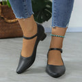 New Round Head Shallow Square Heel Shoes Women's Elegant Fashion High Heels Dress Shoes Zapatos Mujer