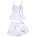 Women 100% Natural Silk 16 momme satin silk Camisole with Shorts Pajama Set Sleepwear M-2XL YM004