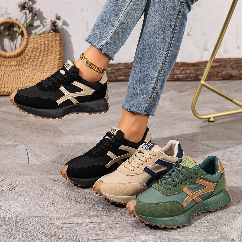 2025 New Women  Sneakers Spring Casual Lace Up Sport Sneakers Luxury Platform Anti-slip Running Shoes Women Zapatos De Mujer