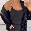 2025 New Women's Sequin Blazer Jackets Clothing Long Sleeve Elegant Jacket Autumn/Winter Collection Female Outerwear