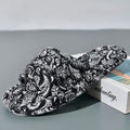 Women Home Slippers Soft Cotton Floral Floor Shoes Antislip Bedroom Slippers Lightweight Couple Slippers Fashion Women Shoes