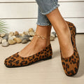 Women Square Toe Flat Shoes Trendy Leopard Print Design Slip-on Lightweight Non-slip Daily Commute Casual Loafers