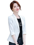 Women Blazer 2023 Formal Blazers Lady Office Single Button Pockets Jackets Coat Slim Black Women Blazer Femme Jackets ZY6883