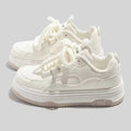 Round-toe Lace-up Casual White Thick-soled Vulcanized Shoes Seasonal New Comfortable Flat-soled Fashion Sneakers
