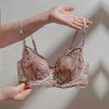 Sensual Lingerie Women French Lace Bra Set Summer Ultra Thin Beauty Back Breathable Push Up Side Support Anti Sag Underarm Fat