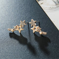 Shiny Star Women's Stud Earrings Exquisite White Zircon Versatile Female Earring Silver Color Metal Mini Crystal Party Gifts