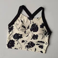 Women Color Block Print Backless Sports Bra With Fixed Pads Yoga Outfit Shockproof High Waist Workout Pants Set