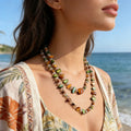 Bohemian Style Natural Shell Crystal Layered Necklace With A Light Luxury And High-end Feel Long Double-layer Seaside Accessory