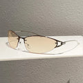 Women Sunglasses New Y2K Girl Technology Fashion Sunglasses Metal Cat-eye Sun Glasses for Women Trendy Brand Men Outdoor Travel Eyewear