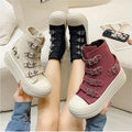 8CM Wedge Heels Sneakers Canvas Shoes Women's 2024 Spring And utumn New Fashion All Casual Thick Ventilate Soled Board Shoes
