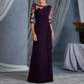 BWQ Elegant Dresses For Women Wedding Guest Cocktail Party Dress Sexy Lace Patchwork Prom Long Dresses Evening Gowns