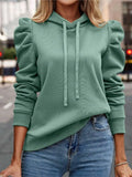 2024 Autumn Winter New Polo Hoodie Solid Color Long Sleeve Fashion Stacked Sleeve Casual Comfortable Women's Hoodie
