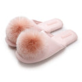 Fashion Indoor Slippers Keep Warm Anti-slip Flat Shoes with Plush Ball Wear-resisting Home Shoes for Women
