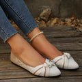 Breathable Fly Woven Women Ballet Flats Pointed Toe Bowknot Slip On Light Soft Sole Daily Casual Ladies Flat Shoes