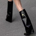 Brand Designer 2025 Winter New Outdoor Office Comfortable Slip-on Women's Knee-high Boots Casual Gothic Motorcycle Boots 35-41