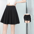 Women's Skirt Women's Red Stretch Skirt for Spring and Summer, High-waisted Design To Prevent Exposure, with Pleated Detailing.