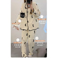 Women's Pajama Set Women's Long Sleeved Pants Spring and Autumn New Home Clothes Women's Cardigan Sweet and Fashionable Two Piece Set
