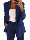 2025 S-5XL Women's Blazer Casual Long-sleeved Top Solid Color Suit Collar Button Simple Temperament Commuter Plus Size Blazer