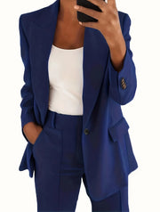 2025 S-5XL Women's Blazer Casual Long-sleeved Top Solid Color Suit Collar Button Simple Temperament Commuter Plus Size Blazer