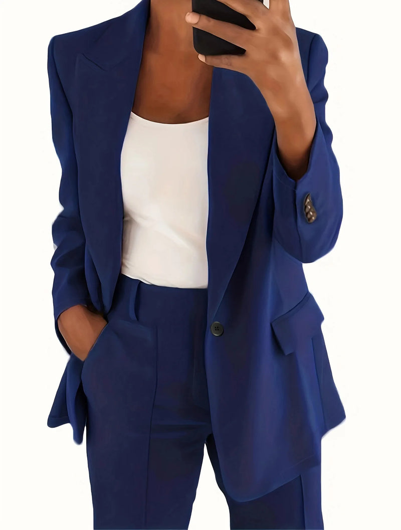 2025 S-5XL Women's Blazer Casual Long-sleeved Top Solid Color Suit Collar Button Simple Temperament Commuter Plus Size Blazer