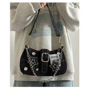 Fashion Women's Handbags Denim Stars Pattern Cool Girls Y2K  Underarm Bag Canvas Female Small Shoulder Bags Chain Tote Bag