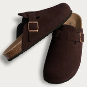 Women's Sandals Shoes Crestar Women's Suede Clogs Leather Mules Cork Footbed Sandals Potato Shoes with Arch Support Fashion Leather Mules Shoes