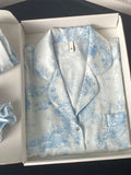 2PCS Pjs Sleepwear Set Sexy Print Women Pajama Trouser Suits Spring New Ice Silk Rayon Night Wear Homewear Loose Loungewear