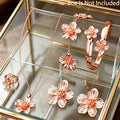 1 Pair of Earrings + 1 Necklace + 1 Bracelet + 1 Ring, Stainless Steel Jewelry Set with Floral Design for Fashionable Women