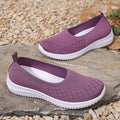 Women Breathable Knit Slip On Loafers Lightweight Soft Sole Elderly Mom Walking Shoes Summer Hollow Mesh Comfort Casual Flats