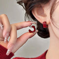 Red Wine Drip Glaze Stud Earrings for Women Fashion Vintage Square Earrings Jewelry Gift Party Accessories Серьги Женские