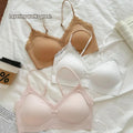 S-XL Women French Lace V Neck Wireless Bra Adjustable Thin Strap Seamless Thin Cup Solid Intimates Layering Base Lingerie
