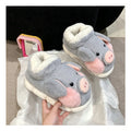 ZUOFU Unisex Cute Pig High Top Plush Slippers Autumn Winter Fluffy Faux Fur Non-Slip Warm Indoor Ankle Cotton Shoes