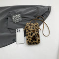 Fashion Women Cow Print Plush Underarm Bag Winter Fluffy Mini Shoulder Bag Zebra Leopard Pattern Small Tote Handbag Purse
