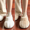 Cute Cat Paw Plush Slippers For Women Winter Warm Furry Closed Toe Slippers Cartoon Non-slip Indoor House Shoes