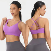 Women Summer Seamless Cross Sports Bra Gym Yoga Tops with Padded Sexy Backless Workout Fitness Camisole Running Sports Tops