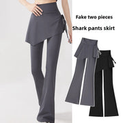 Women Tights Skirt Design Fitness Leggings 2 in 1 High Waist Sports Leggings Tight Flare Hem Sports Yoga Pants Outdoor