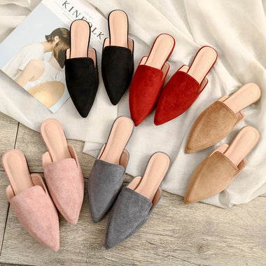 2022 Fall New Women's Mules Shoeless Half Slippers Sandals Loafers Ballet Flats Zapatos Mujer Calzado Women's Shoes 33-42