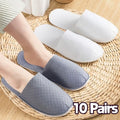10 Pairs Disposable Slippers Women Men Travel Slipper Home Indoor Guest Shoes Non-Slip Closed Toe Slippers Bedroom Silent Slides