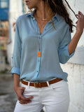Women Blouse Tops Women Elegant Solid Chiffon Blouse Spring Summer Casual Long Sleeve V Neck Loose Shirt Office Lady Tunics Oversized Tops 2024