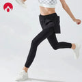 Tennis Tights and Shorts 2 in 1 with Hidden Pocket, Stretchy Yoga Leggings Sport Women Fitness Push Up Gym Cycling Pants