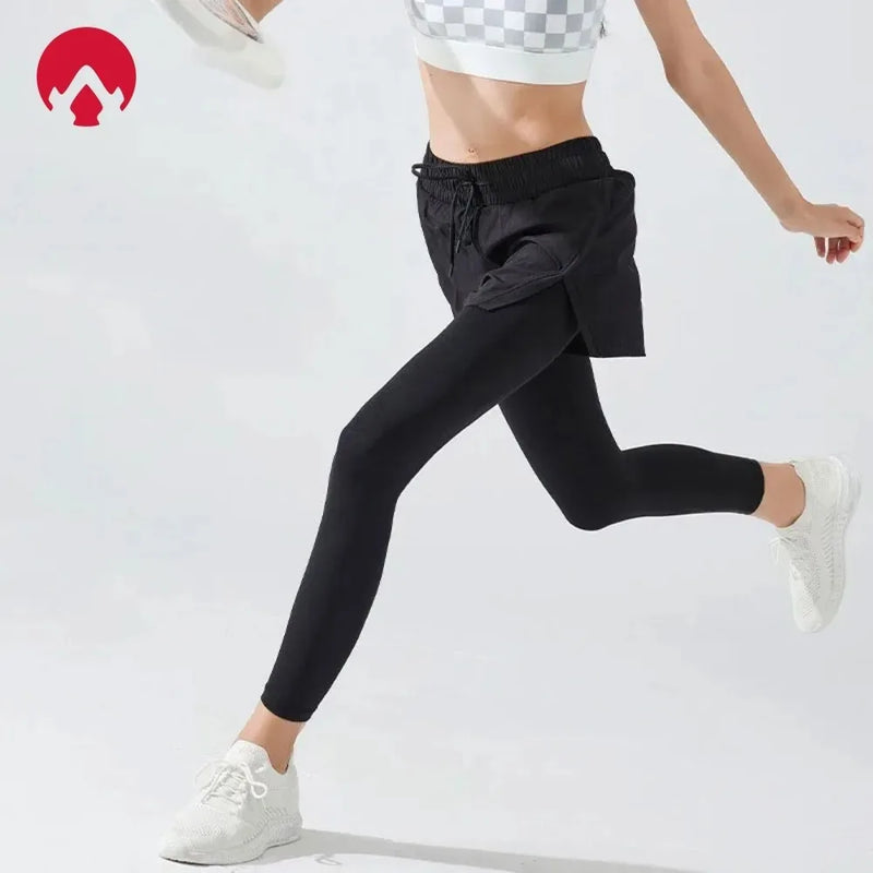 Tennis Tights and Shorts 2 in 1 with Hidden Pocket, Stretchy Yoga Leggings Sport Women Fitness Push Up Gym Cycling Pants
