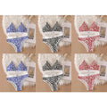 3/6pcsSeamless Bra Set, Low Rise Underwear, Leopard Print Bra, Sexy Lingerie Set, V-Neck Sports Bra, Women'S Cotton Lingerie Set