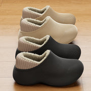 Chunky Platform Waterproof Plush Slippers Women Outdoor Non Slip Thicken Warm Sport Cotton Shoes Couple Thick Sole Plush Slides
