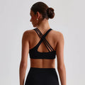 Solid Color Butter Cross Gym Yoga Underwear Women Cross Back Shoulder Straps Fitness Sport Bra High Impact Push Up Top With Pad
