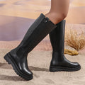 Women’s Platform Chelsea High Calf Riding Boots Elastic Gore Anti‑Slip Platform Not Over‑the‑Knee Fall Winter Fashion Long Boots